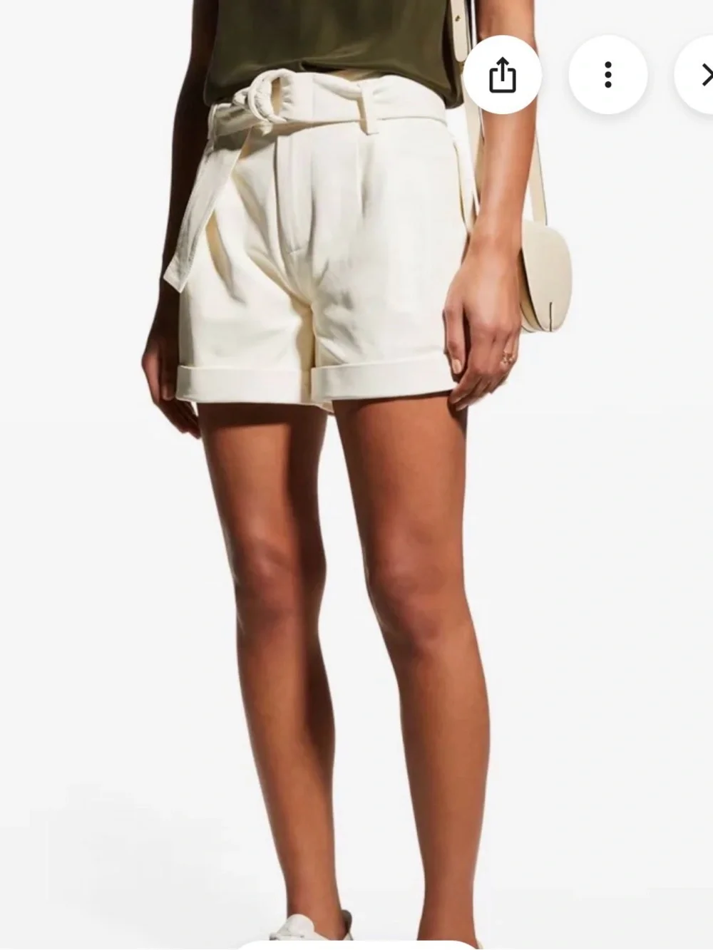 Frame leather High-Waist Cream Belted Women’s Shorts